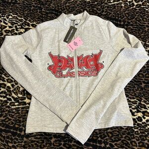 PrettyLittleThing Light Gray Zip-Up Top